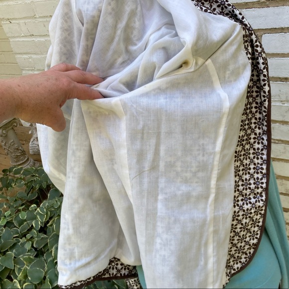 Kenar Embroidered Eyelet Brown & Cream Tailored Blazer Jacket sz 12 - Picture 7 of 12